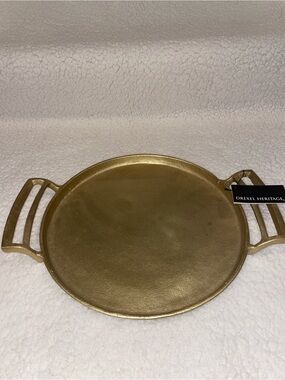 Drexel Heritage Gold Round Serving Tray with Handles